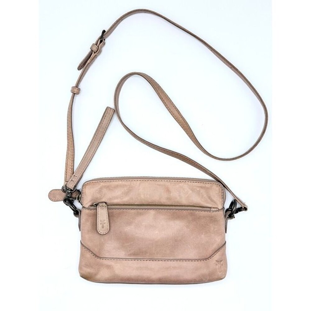 FRYE Melissa Leather Convertible Crossbody Wristlet Bag Taupe Beige